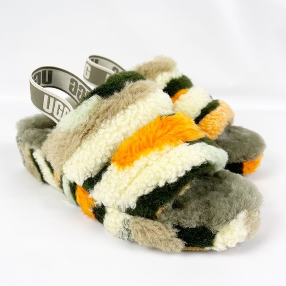 UGG Fluff Yeah Slide Cali Collage slippers in olive - Picture 5 of 12